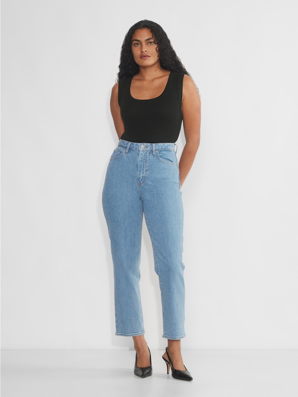 Denim Forum Rowan Curve-Fit Super Hi Straight Ankle Jean
